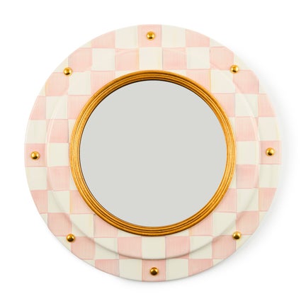 Rosy Check Round Enamel Wall Mirror