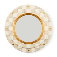 Mocha Check Round Enamel Wall Mirror
