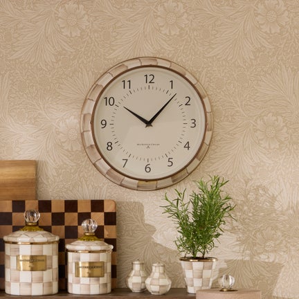 Mocha Check School Wall Clock