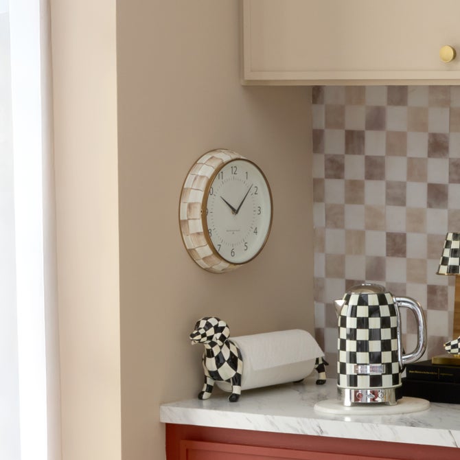 Mocha Check School Wall Clock image number 3