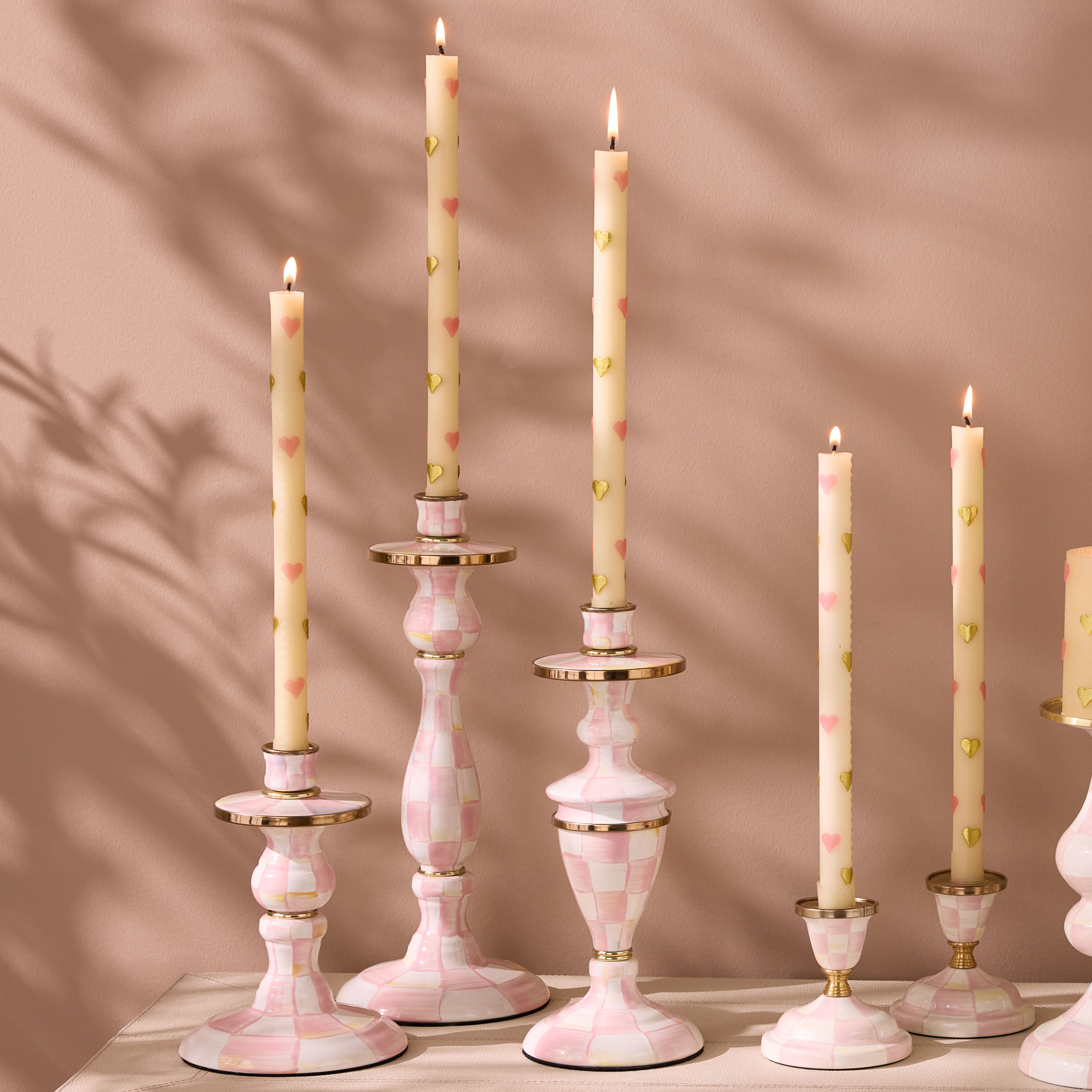 MacKenzie-Childs Rosy Check Candlestick - Thumbnail 3