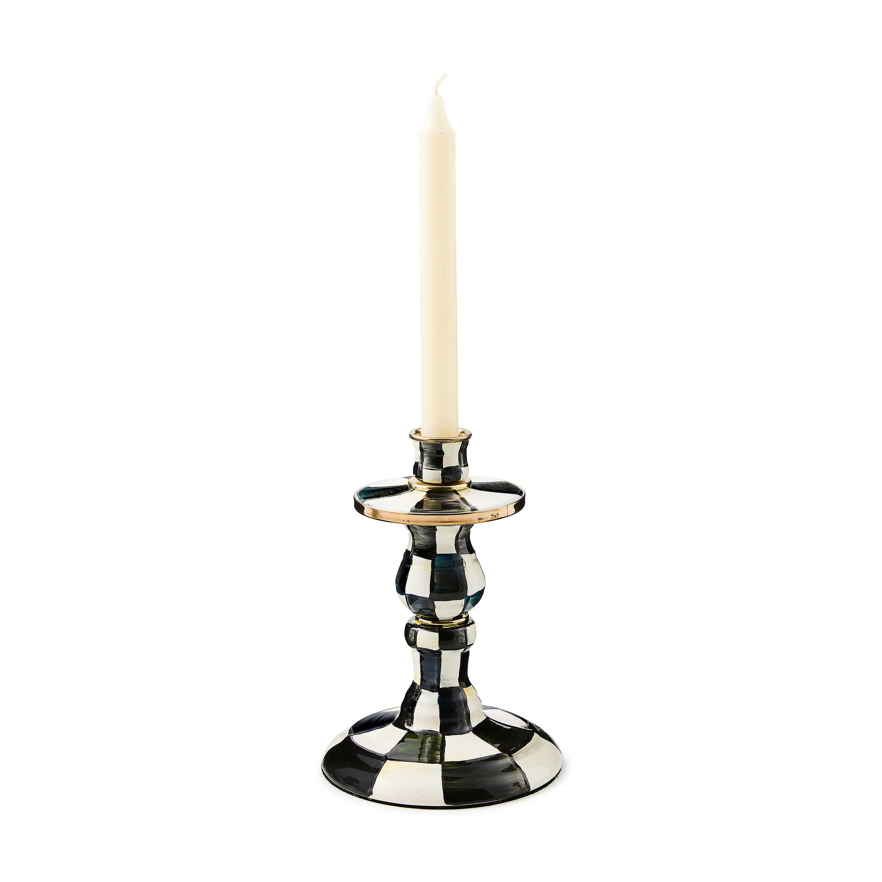MacKenzie-Childs Courtly Check Enamel Candlestick - Thumbnail 5