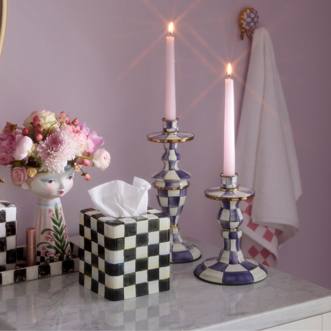Violet Check Medium Candlestick image number 1