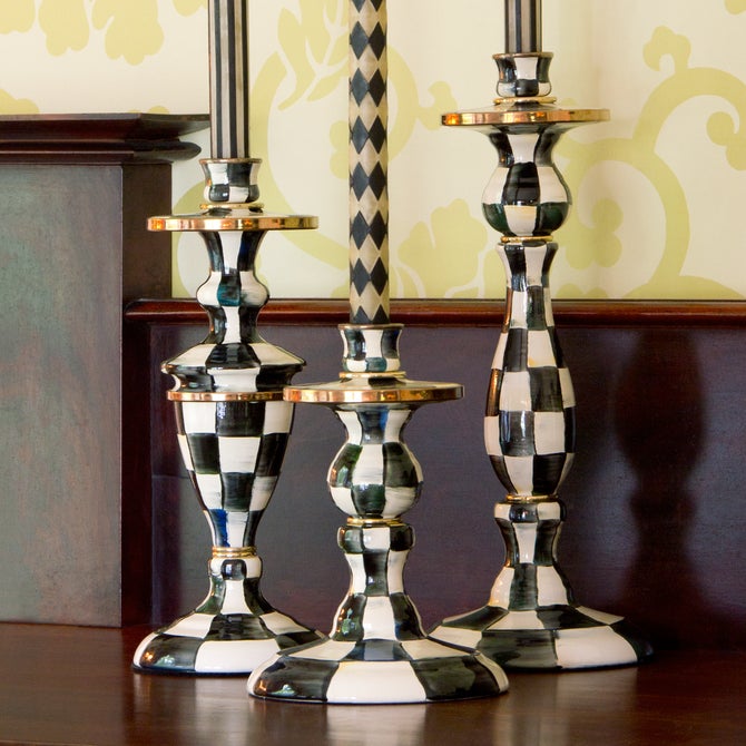Courtly Check Medium Enamel Candlestick image number 9
