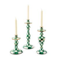 Emerald Check Large Candlestick