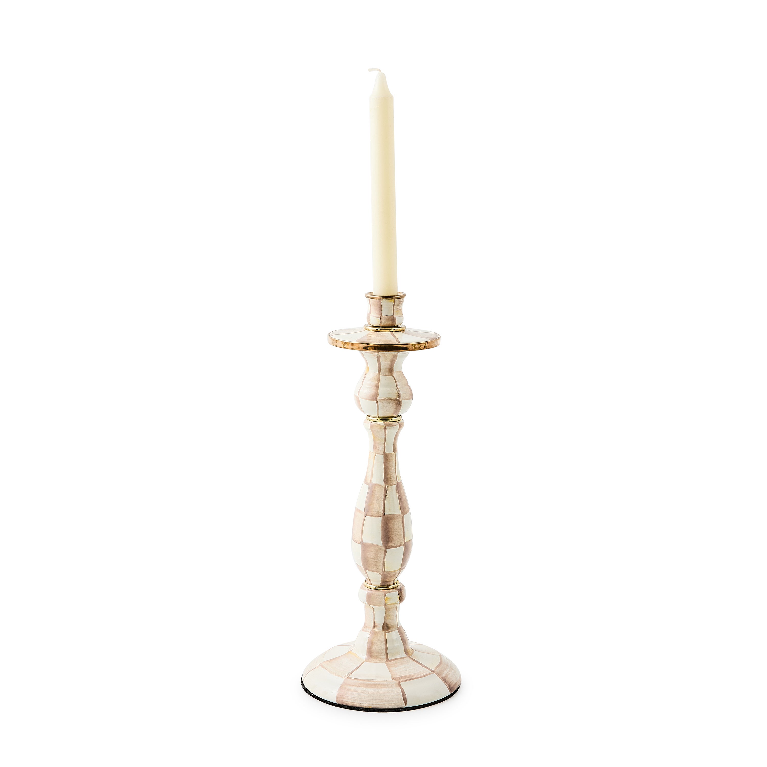 MacKenzie-Childs | Mocha Check Large Candlestick