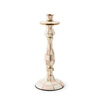 Mocha Check Large Candlestick