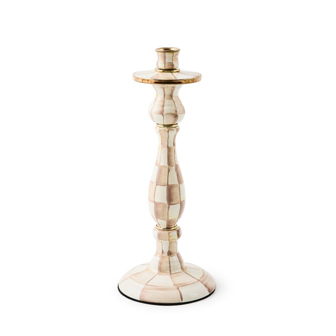 Mocha Check Large Candlestick image number 0