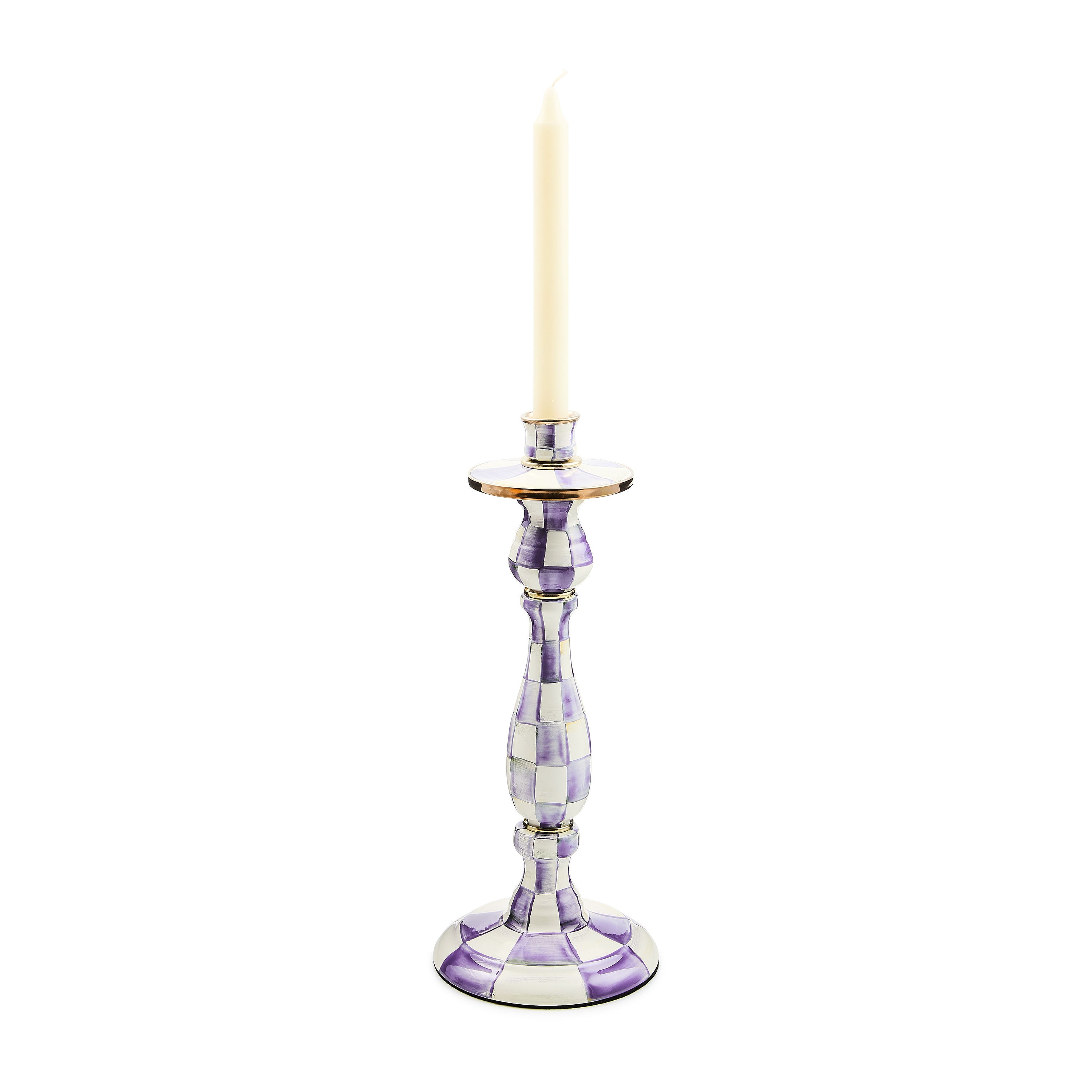MacKenzie-Childs | Violet Check Large Candlestick