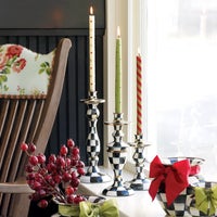 Courtly Check Large Enamel Candlestick
