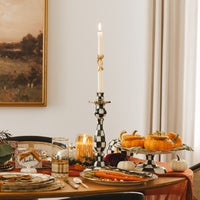 Courtly Check Large Enamel Candlestick