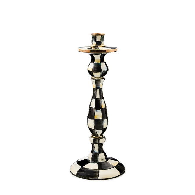 Courtly Check Large Enamel Candlestick image number 0