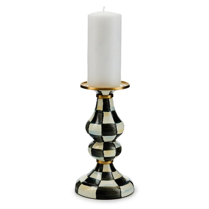 Courtly Check Medium Pillar Candlestick image number 0