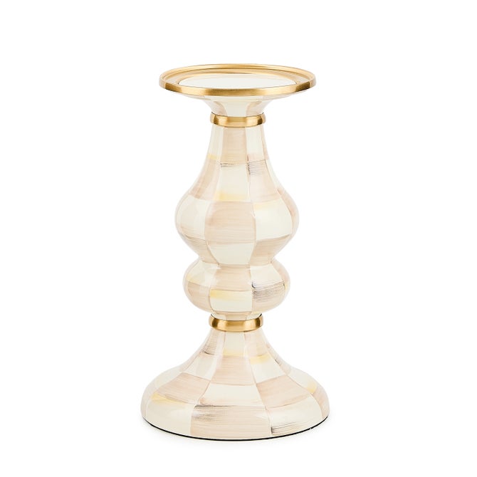 Mocha Check Medium Pillar Candlestick image number 0