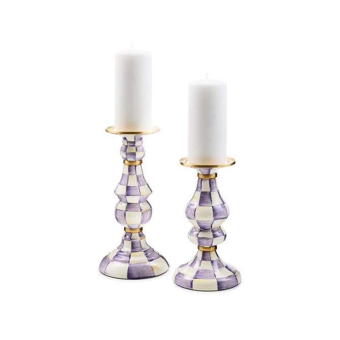 Violet Check Medium Pillar Candlestick image number 3