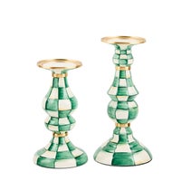 Emerald Check Large Pillar Candlestick