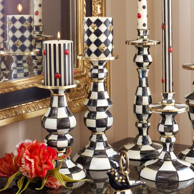 Courtly Check Large Pillar Candlestick image number 10