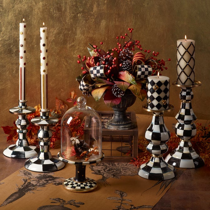 Courtly Check Large Pillar Candlestick image number 8