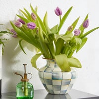 Sterling Check Enamel Large Vase