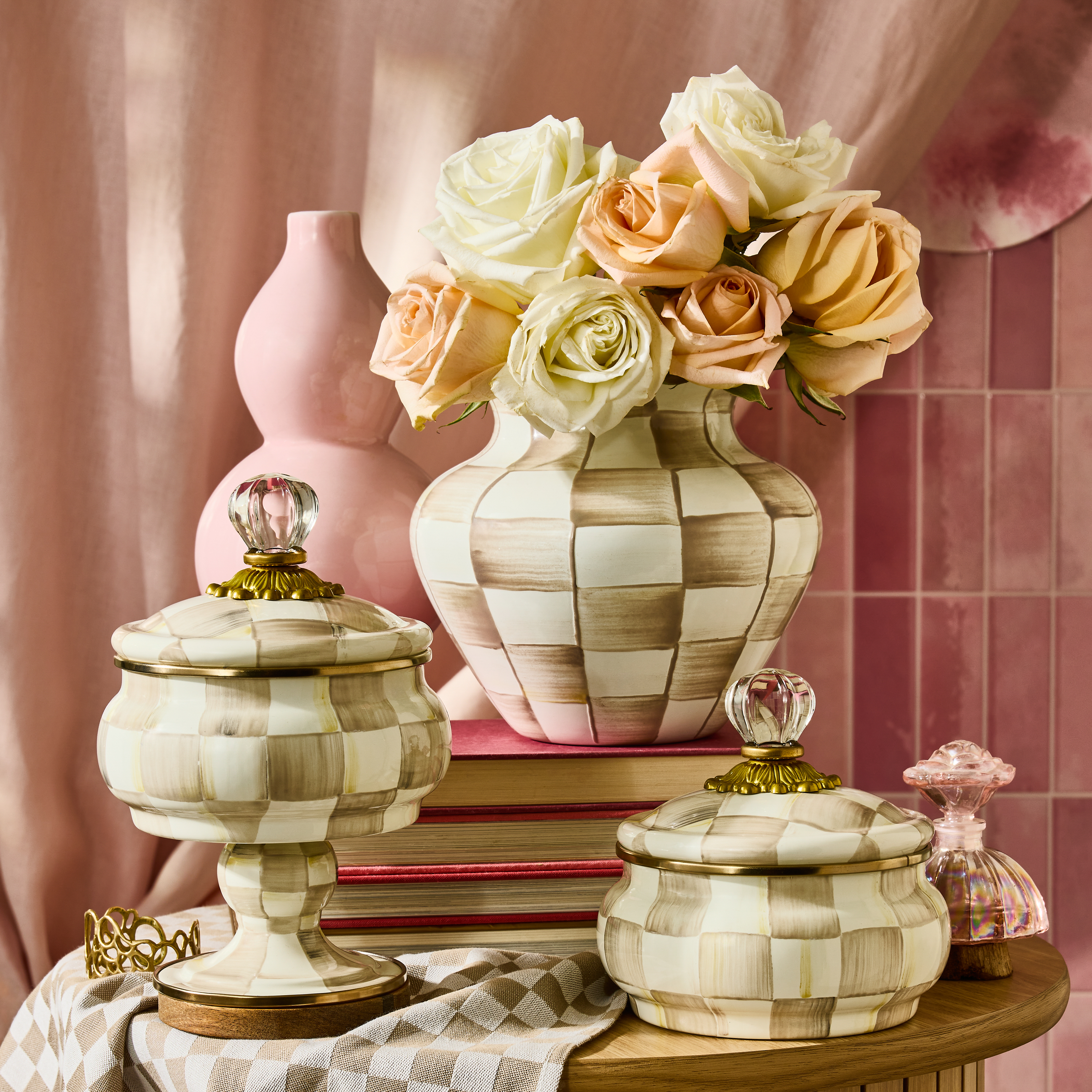 MacKenzie-Childs | Mocha Check Large Vase