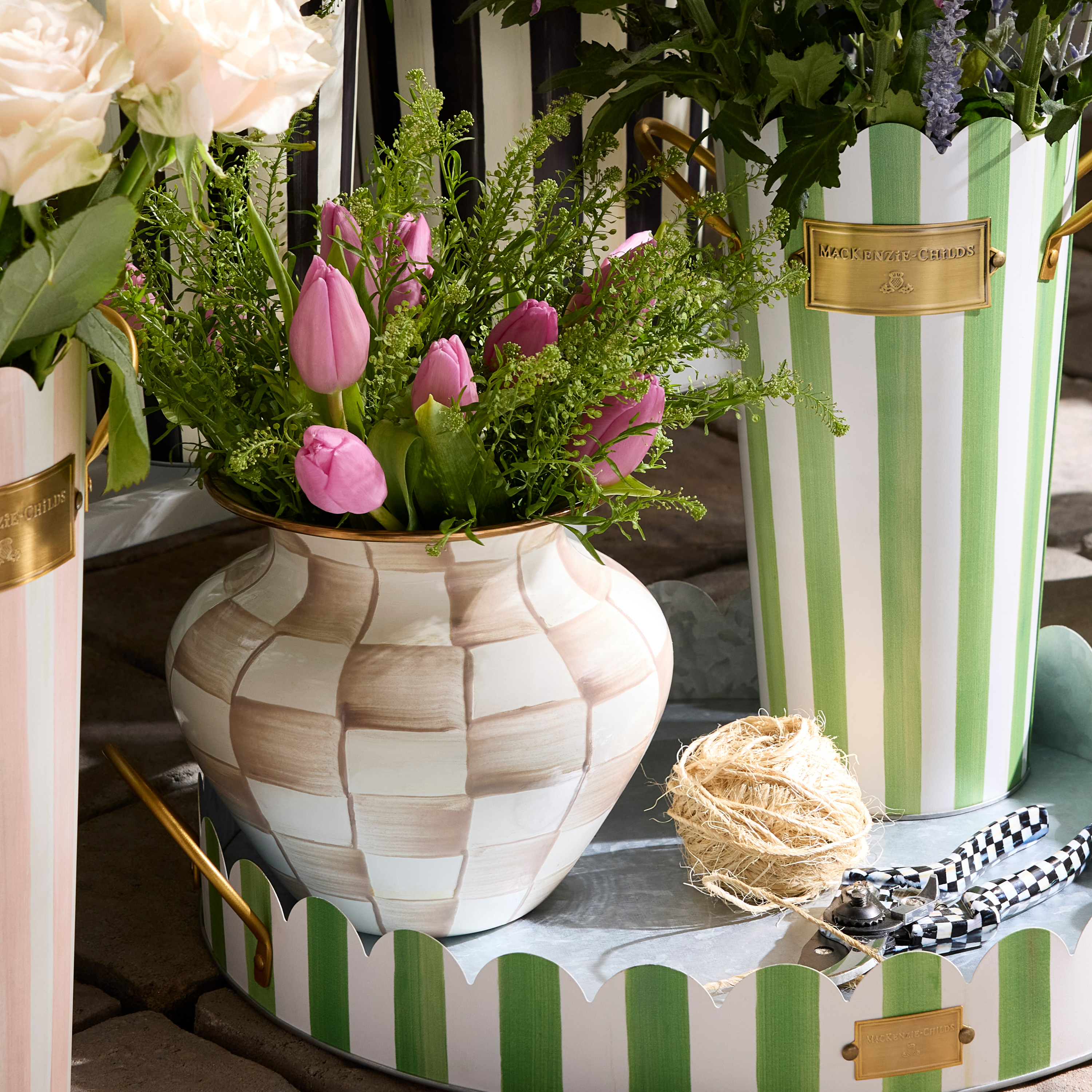 MacKenzie-Childs | Mocha Check Large Vase