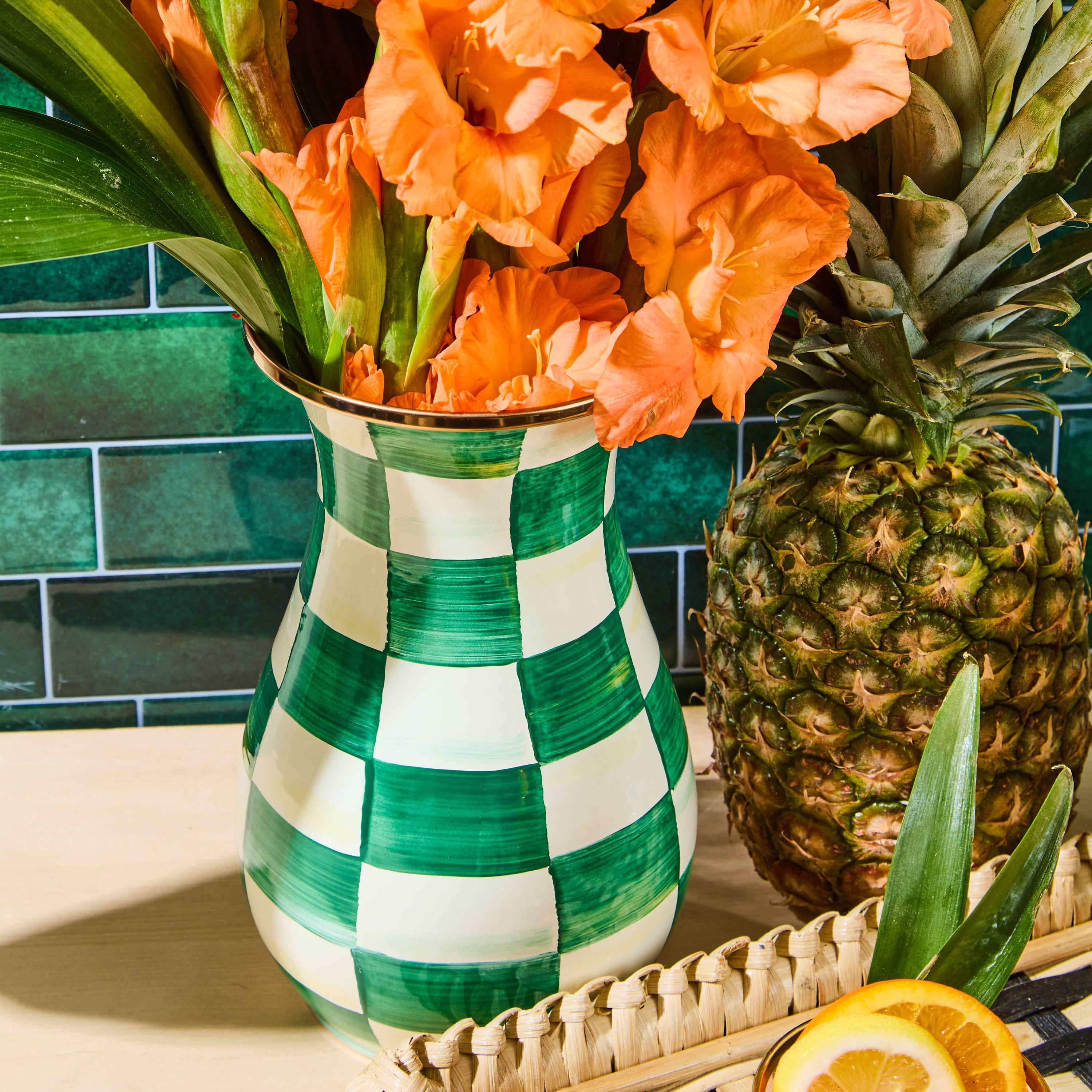 MacKenzie-Childs | Emerald Check Tall Vase