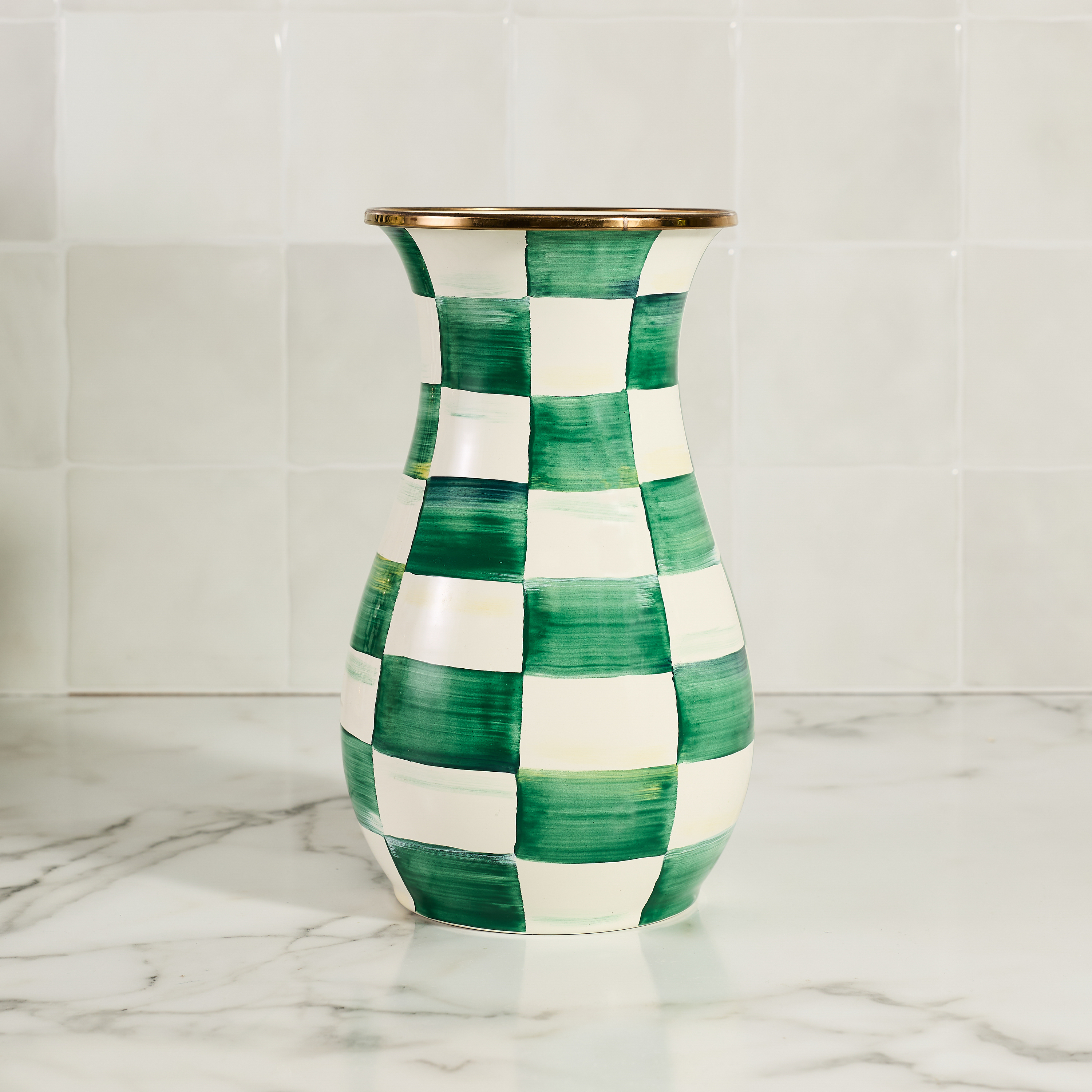 MacKenzie-Childs | Emerald Check Tall Vase