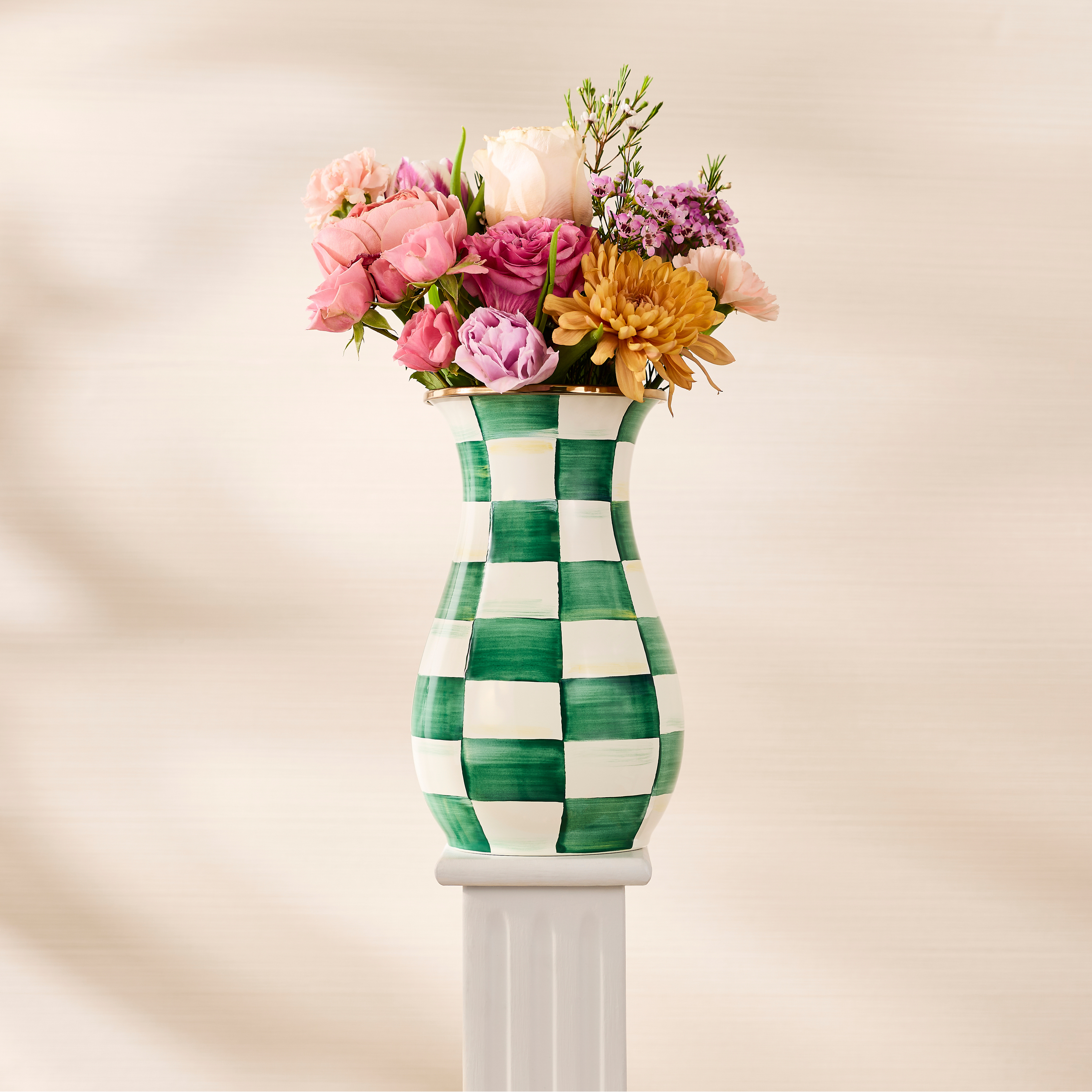 MacKenzie-Childs | Emerald Check Tall Vase