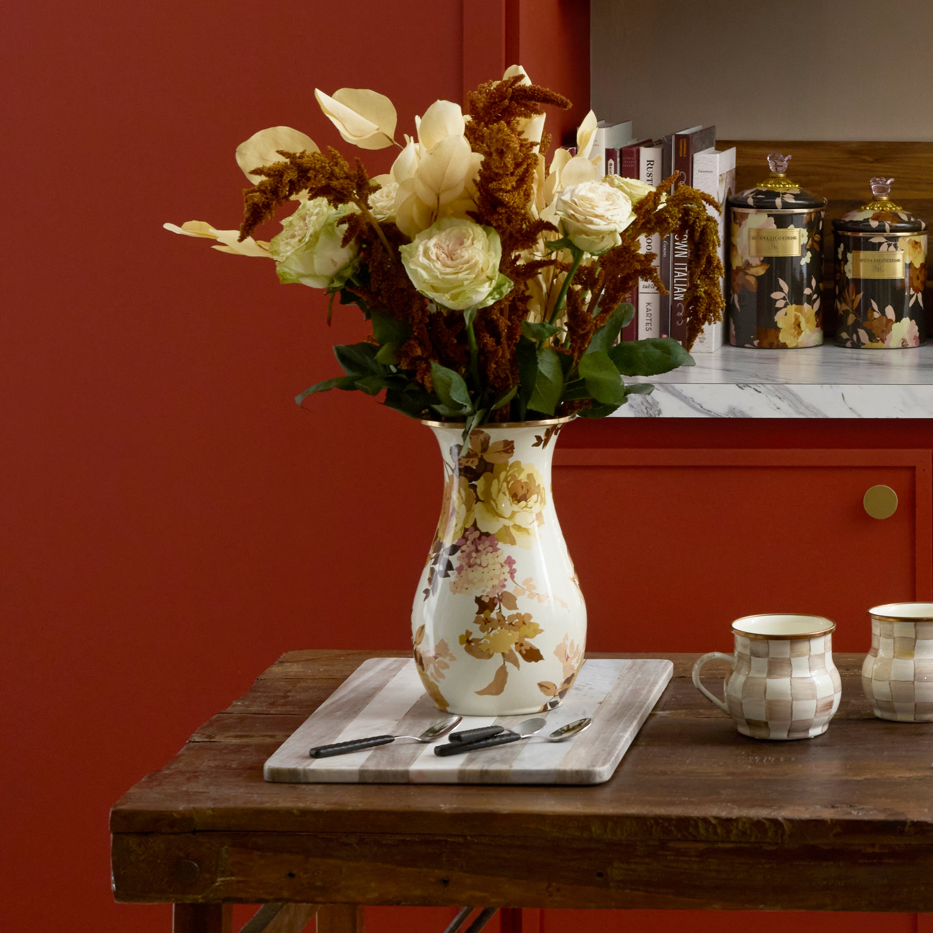MacKenzie-Childs | Wild Rose White Tall Vase