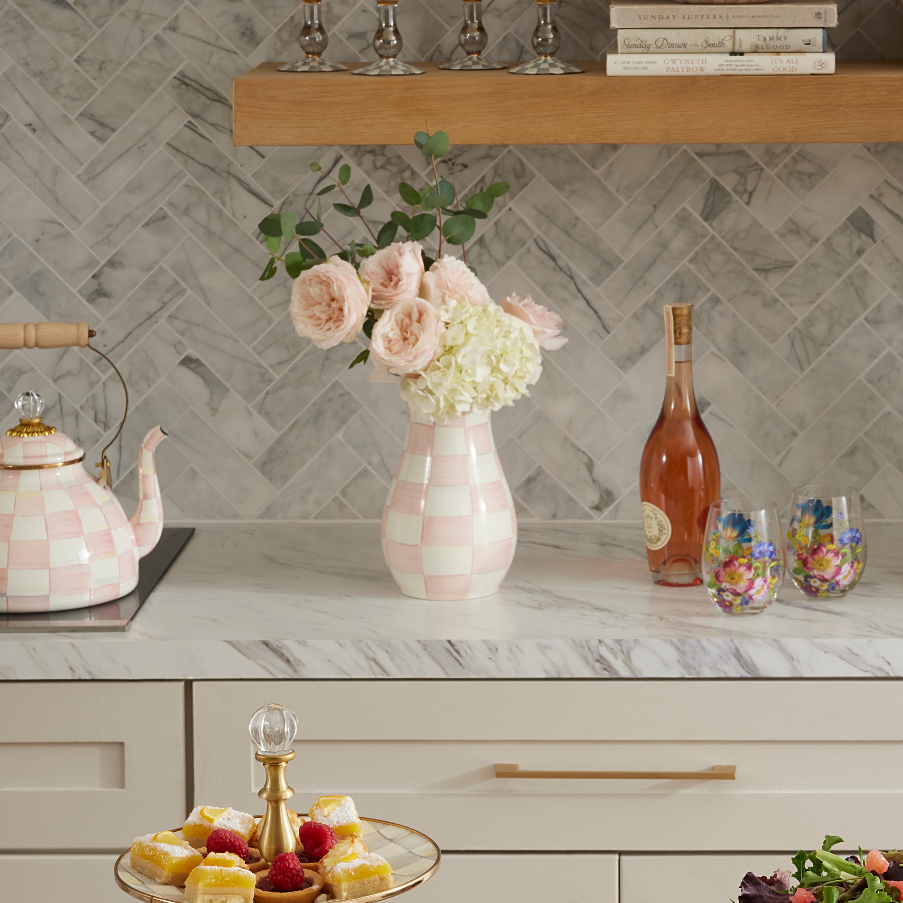 MacKenzie-Childs | Rosy Check Tall Vase