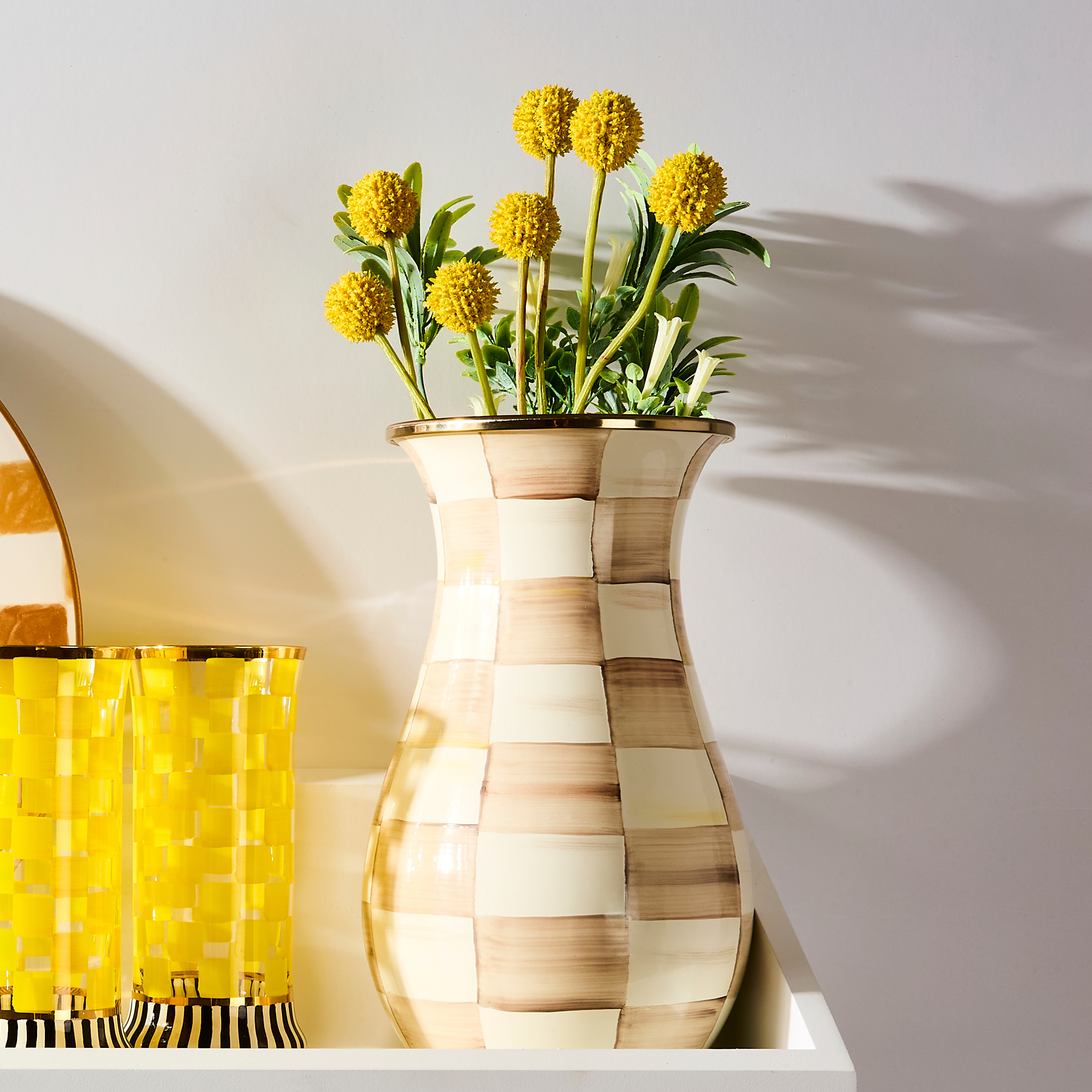 MacKenzie-Childs | Mocha Check Tall Vase