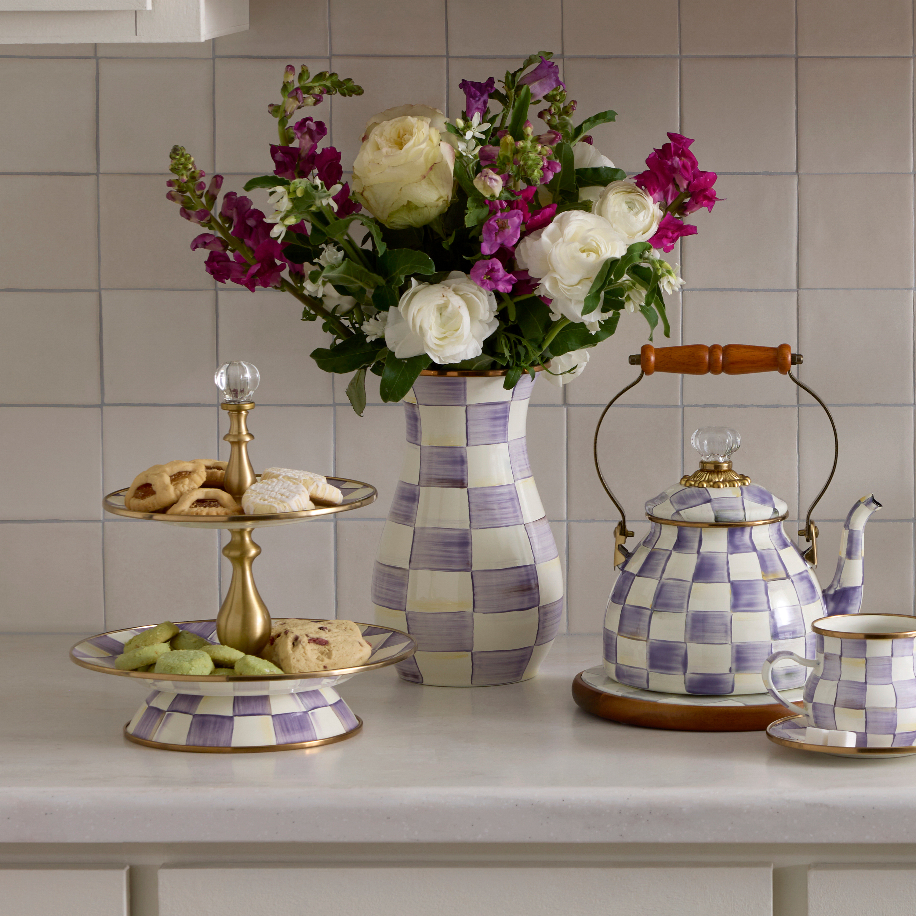 MacKenzie-Childs | Violet Check Tall Vase