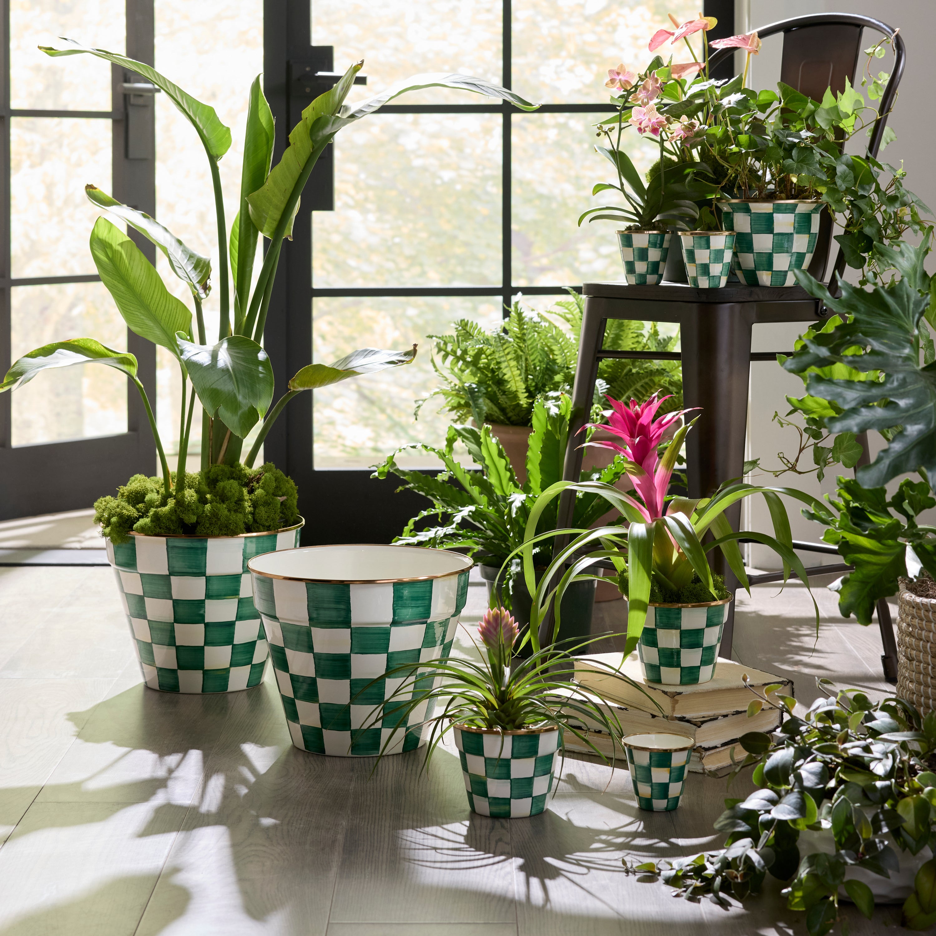 MacKenzie-Childs | Emerald Check Small Garden Pot