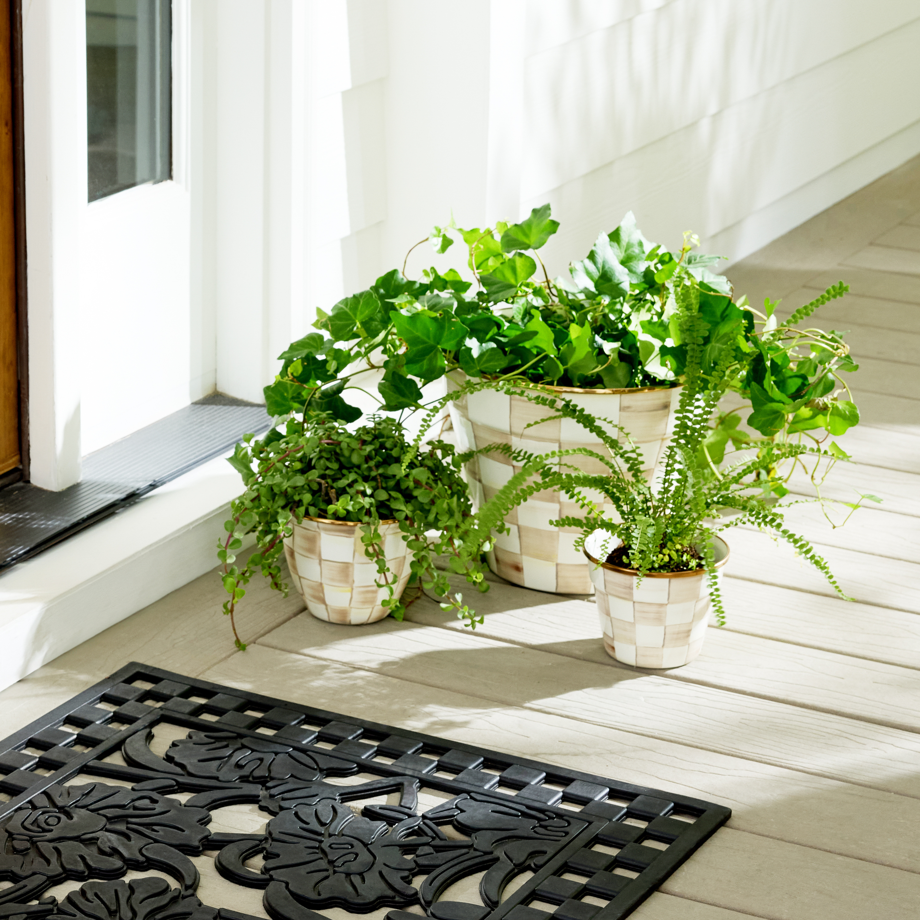 MacKenzie-Childs | Mocha Check Small Garden Pot