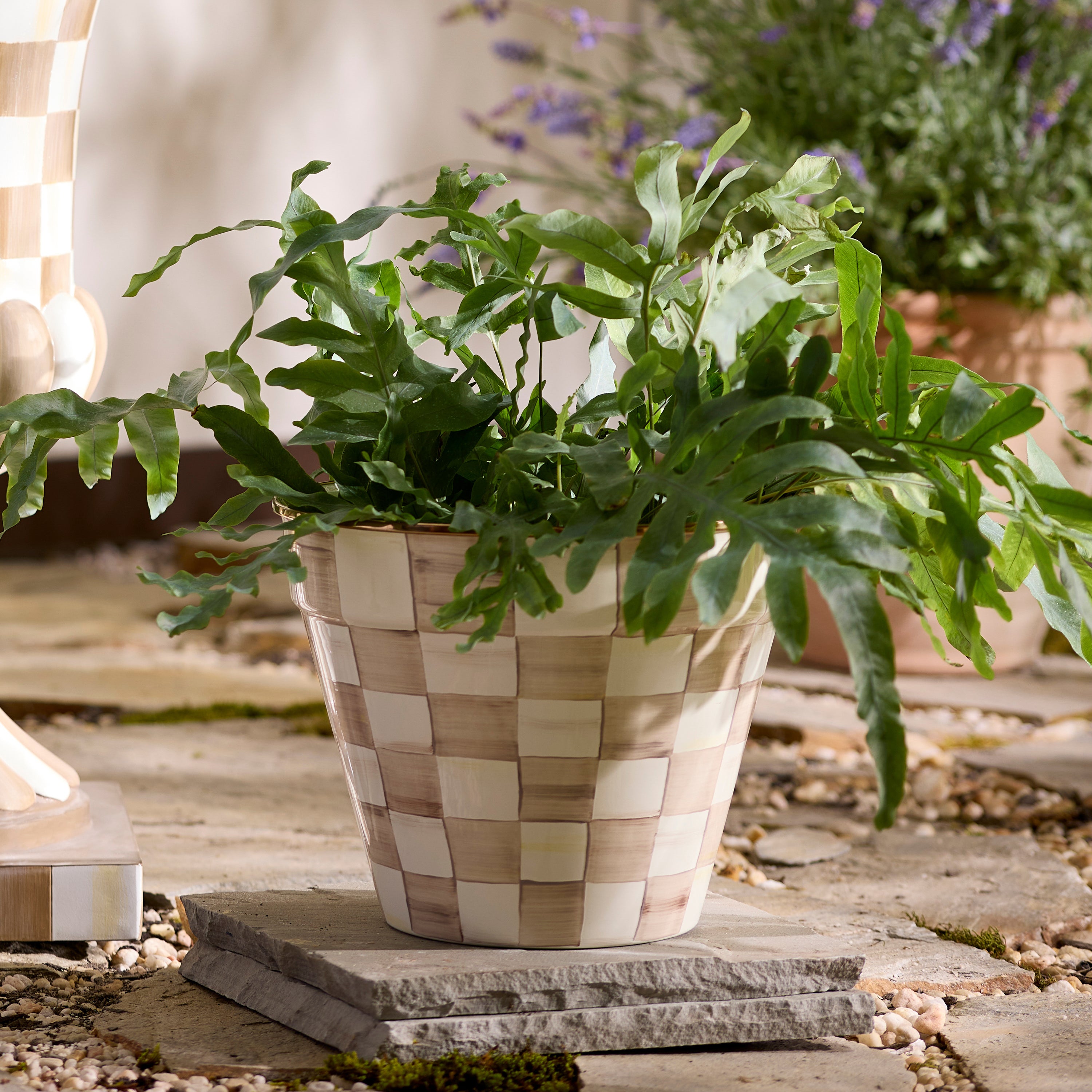 MacKenzie-Childs | Mocha Check Extra Large Garden Pot