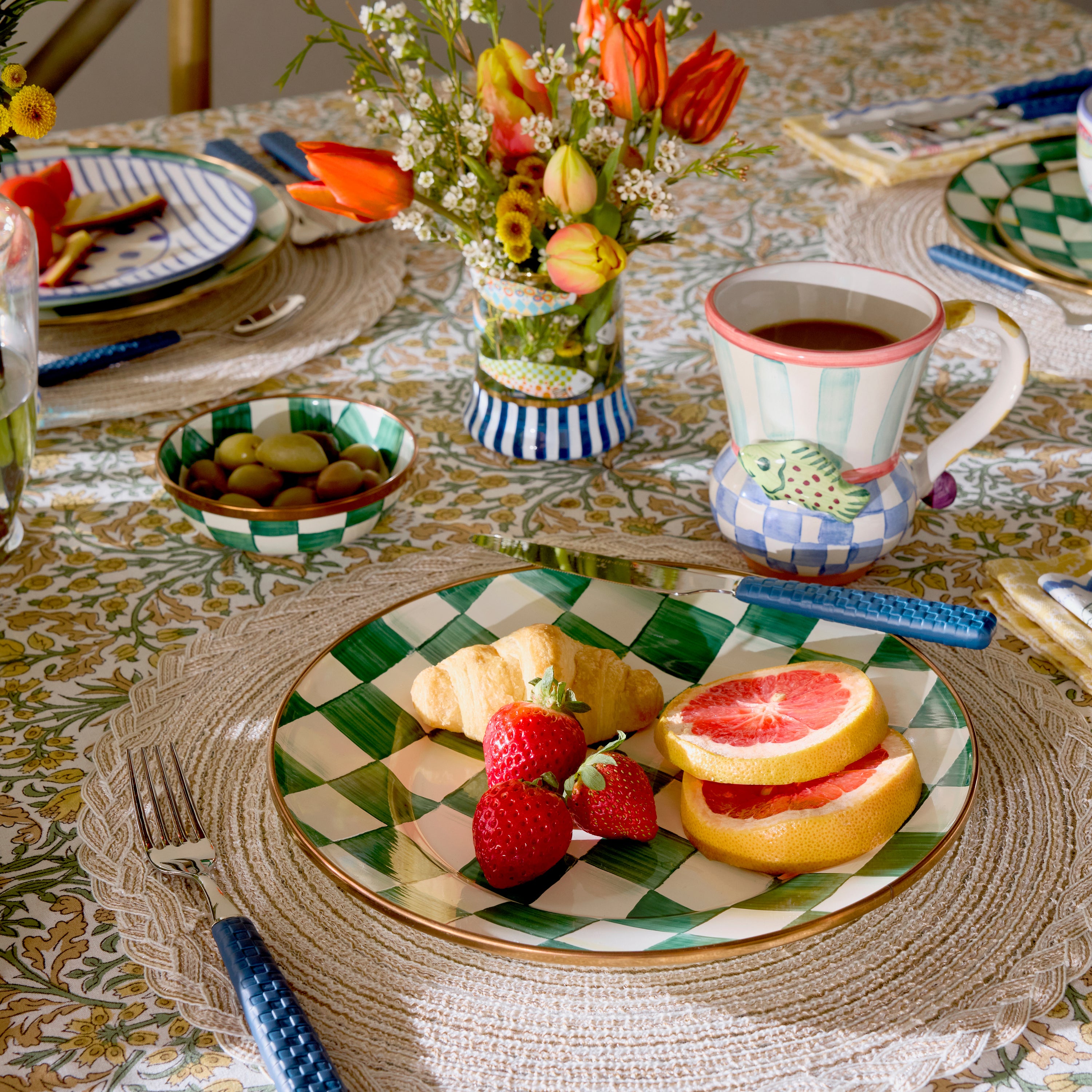MacKenzie-Childs | Emerald Check Relish Dish