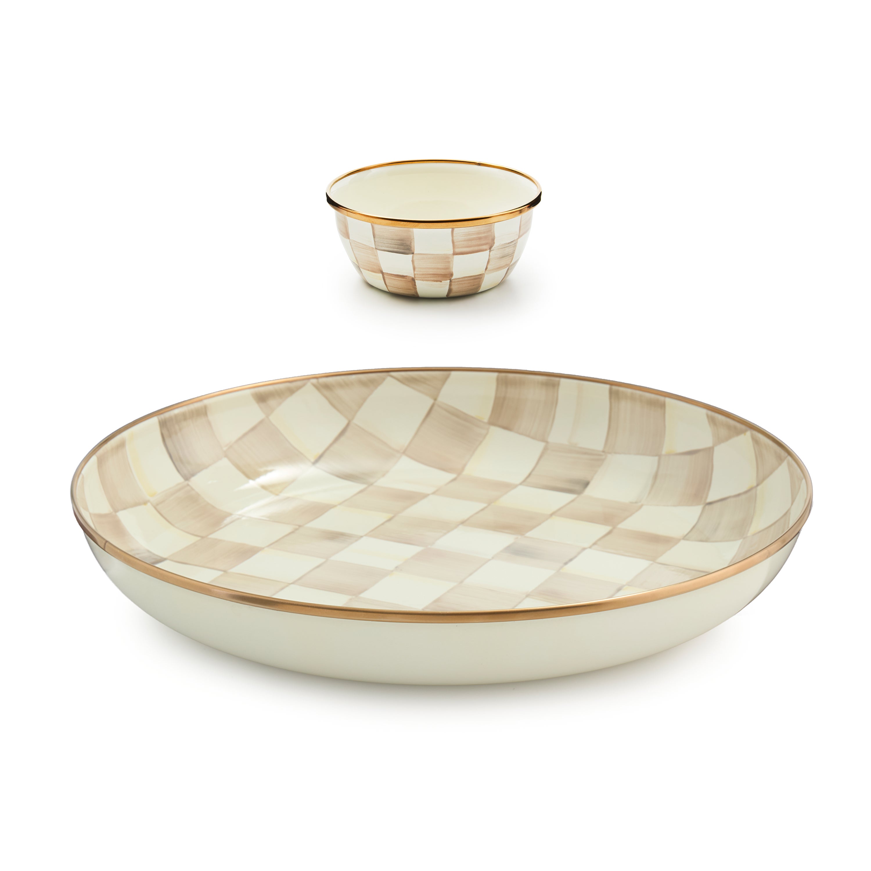MacKenzie-Childs | Mocha Check Chip & Dip Set