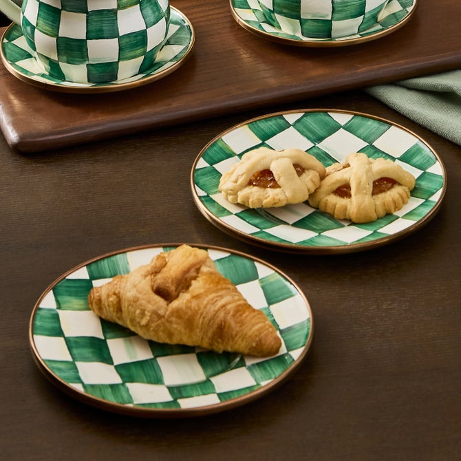 Emerald Check Appetizer Plates, Set of 4 image number 1
