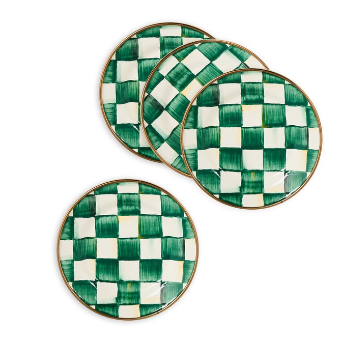 Emerald Check Appetizer Plates, Set of 4 image number 0