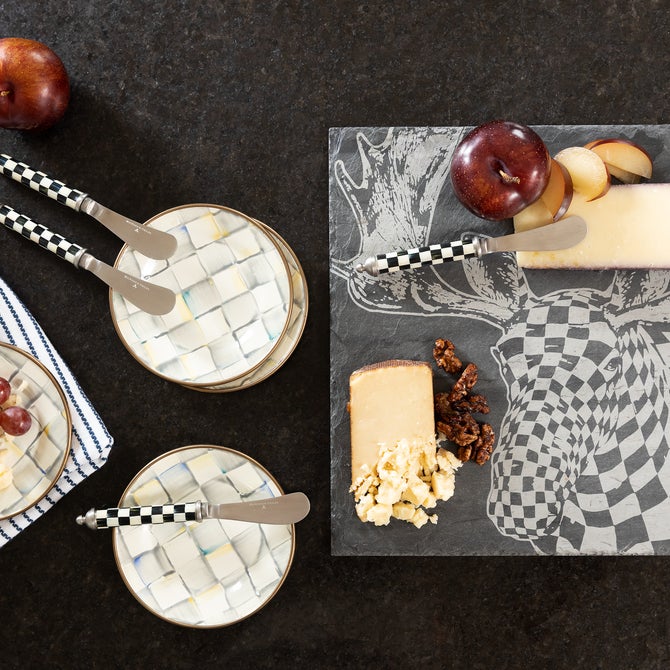 Sterling Check Appetizer Plates, Set of 4 image number 1