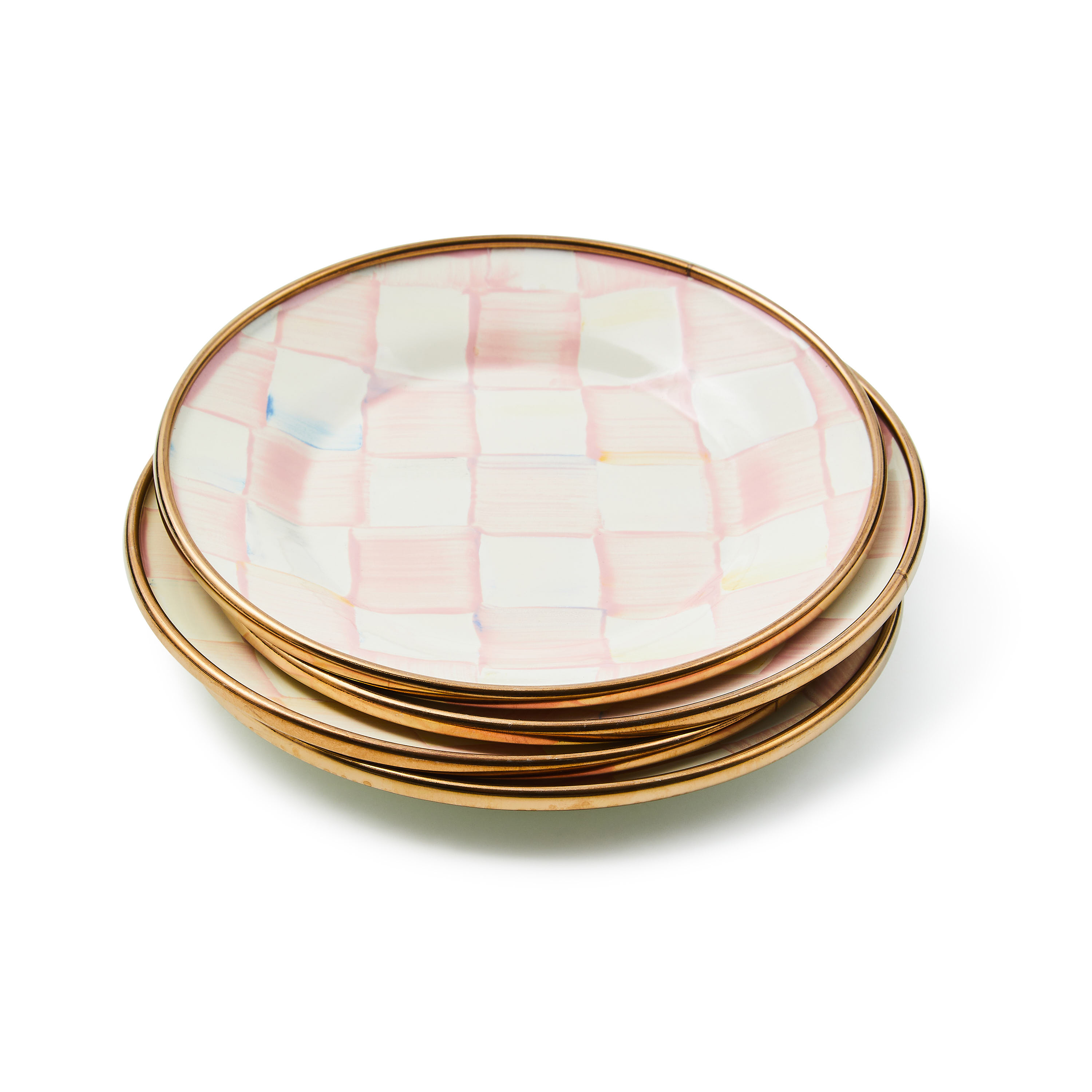 MacKenzie-Childs | Rosy Check Appetizer Plates, Set of 4