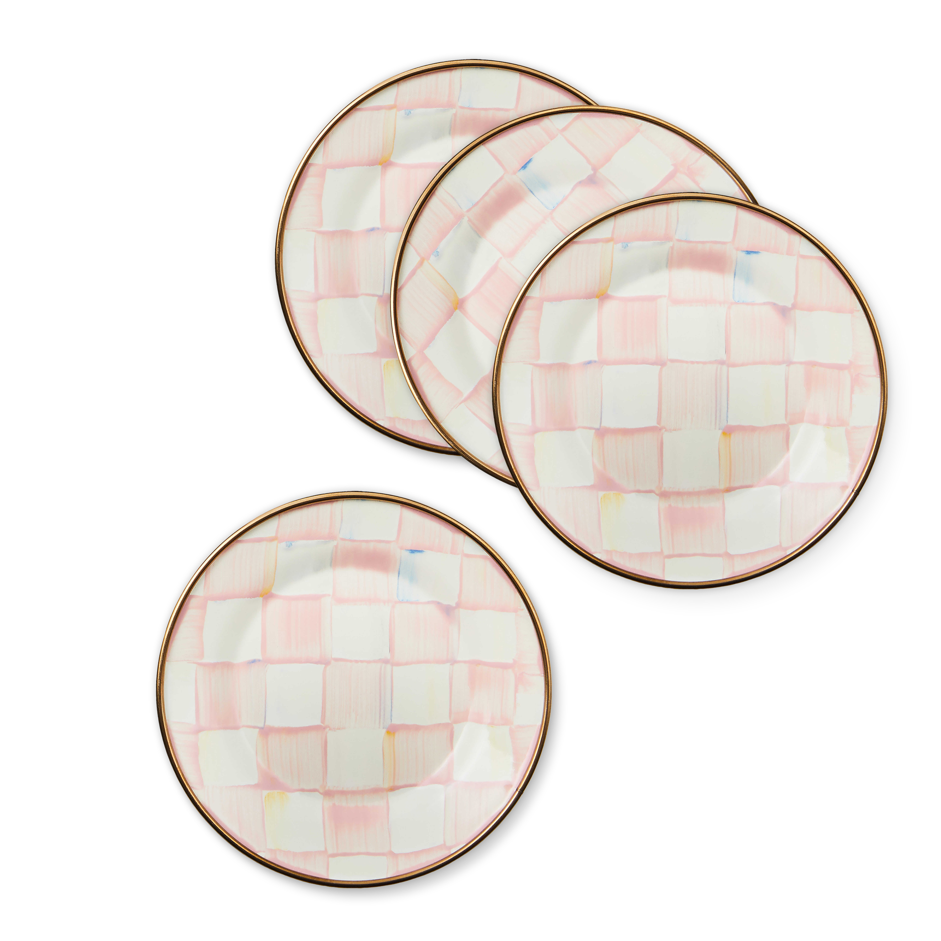 MacKenzie-Childs | Rosy Check Appetizer Plates, Set of 4