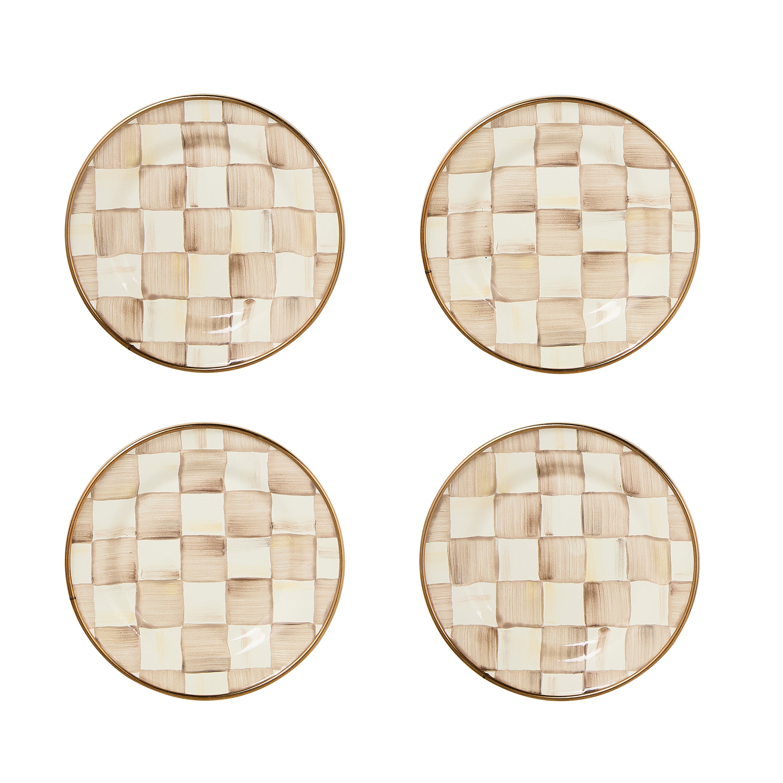 MacKenzie-Childs  Check クマ　お皿 MacKenzie-Childs | Mocha Check Appetizer Plates, Set of 4