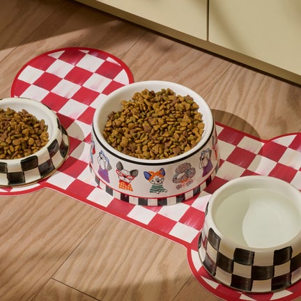Courtly Check Ceramic Pet Dish