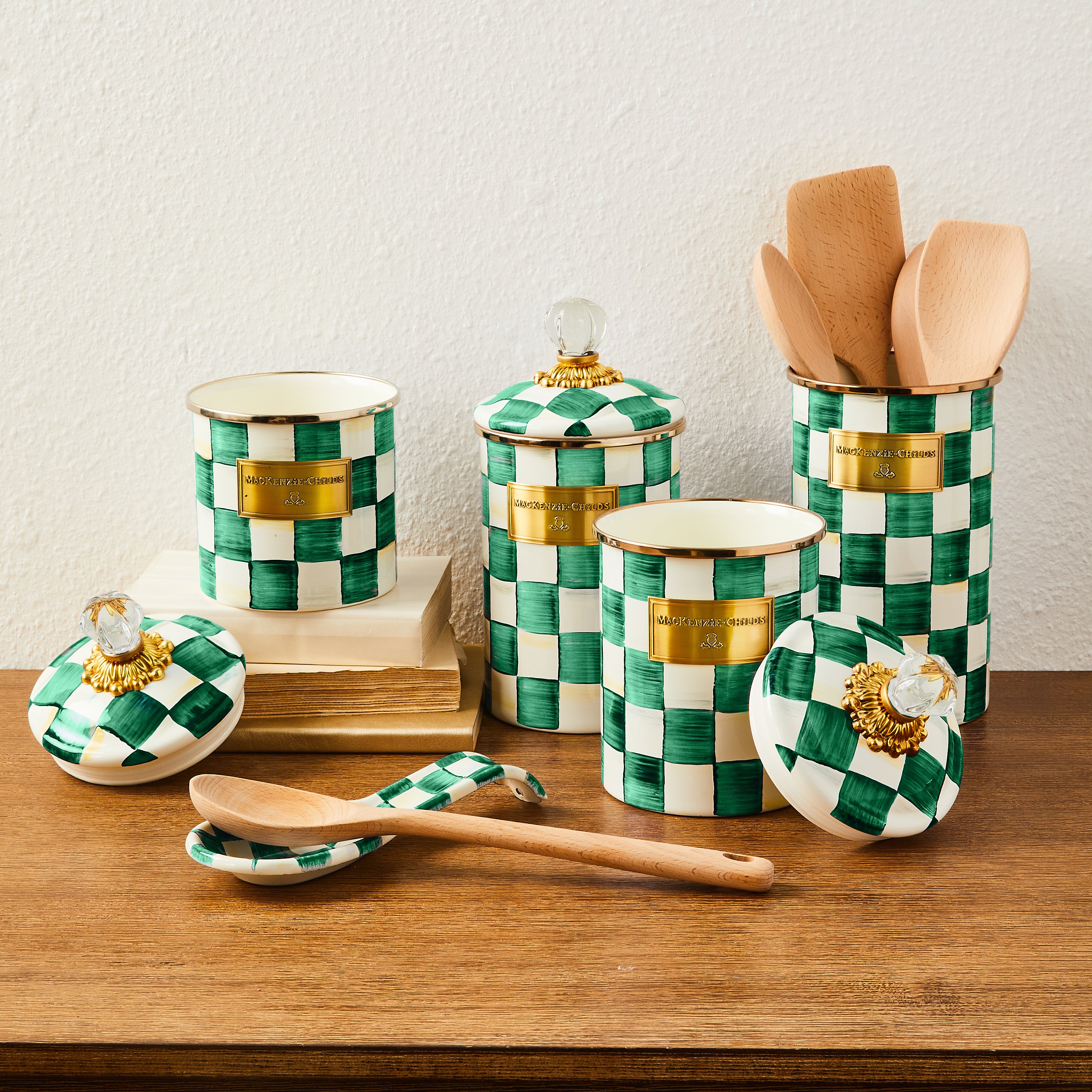 MacKenzie-Childs | Emerald Check 5pc Kitchen Essentials Set