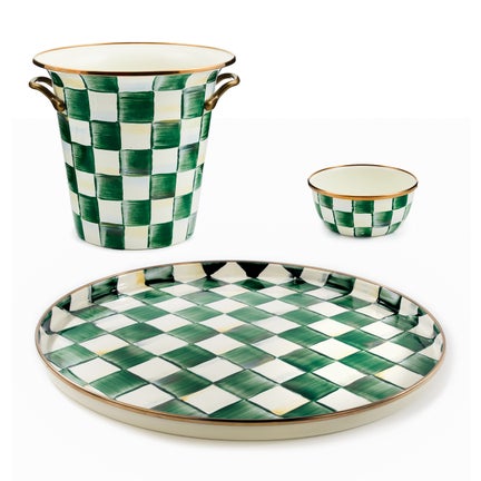 Emerald Check Wine Service Set