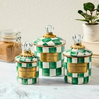 Emerald Check Little Canisters, Set of 3