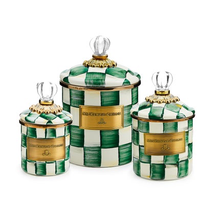 Emerald Check Little Canisters, Set of 3