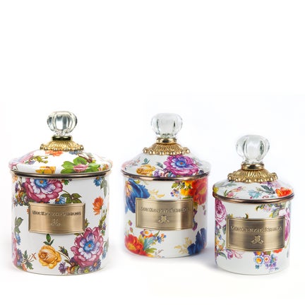 White Flower Market Little Canisters, Set of 3