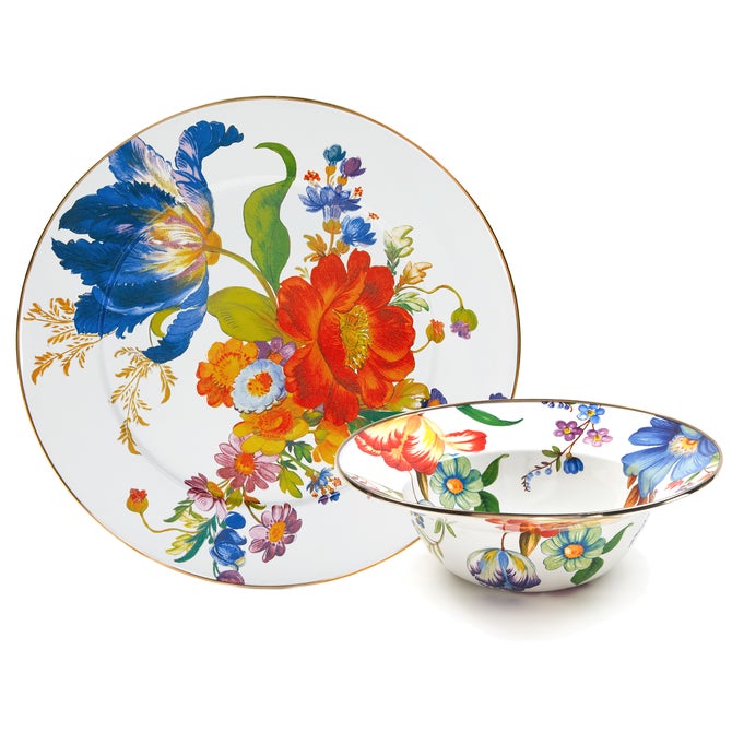White Flower Market Serving Platter & Bowl Set image number 1